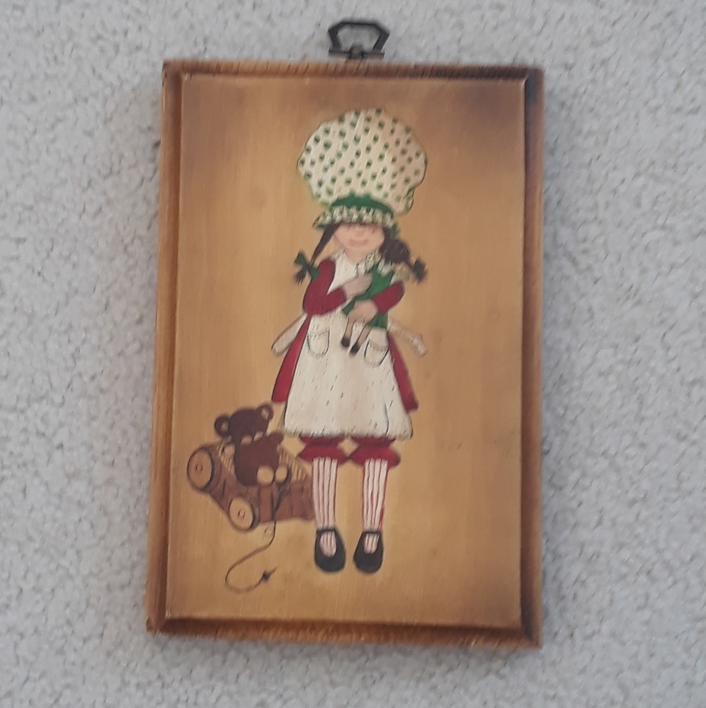 Vintage Room Decor Little Girl Holding Doll - Picture 1 of 3